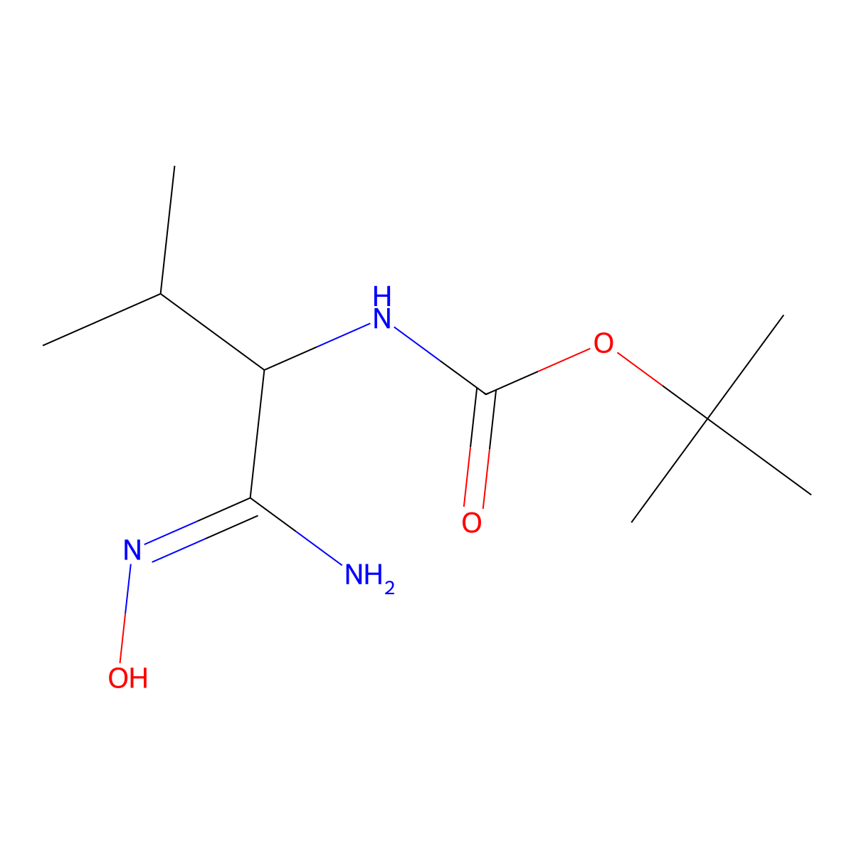 tert-butyl N-[1-(N'-hydroxycarbamimidoyl)-2-methylpropyl]carbamate molecular structure, CAS 625839-48-7
