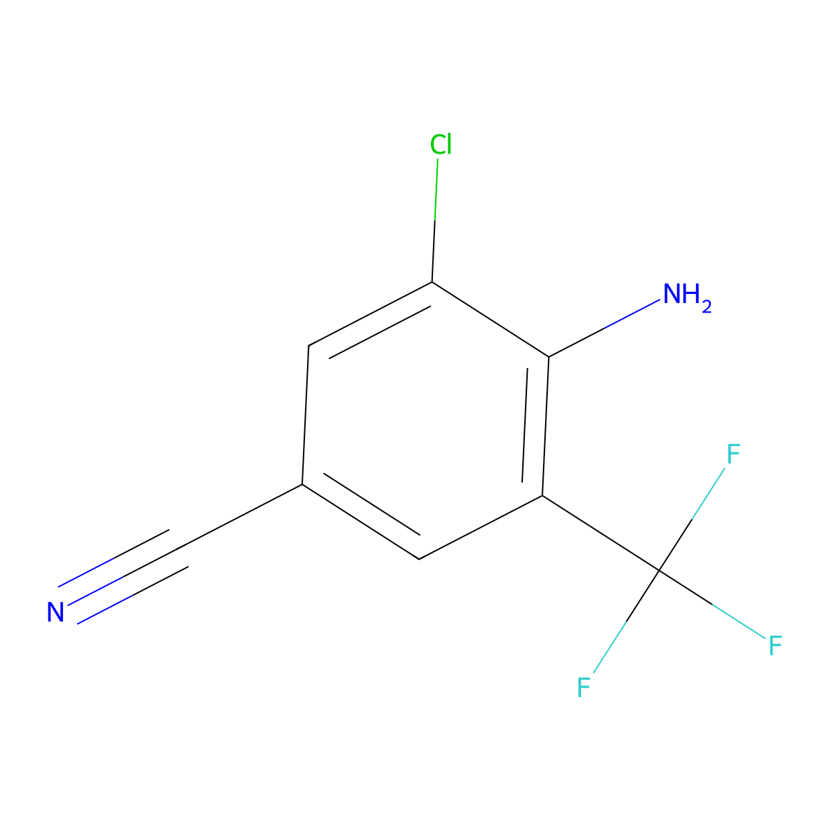 4-Amino-3-chloro-5-(trifluoromethyl)benzonitrile molecular structure, CAS 62584-25-2