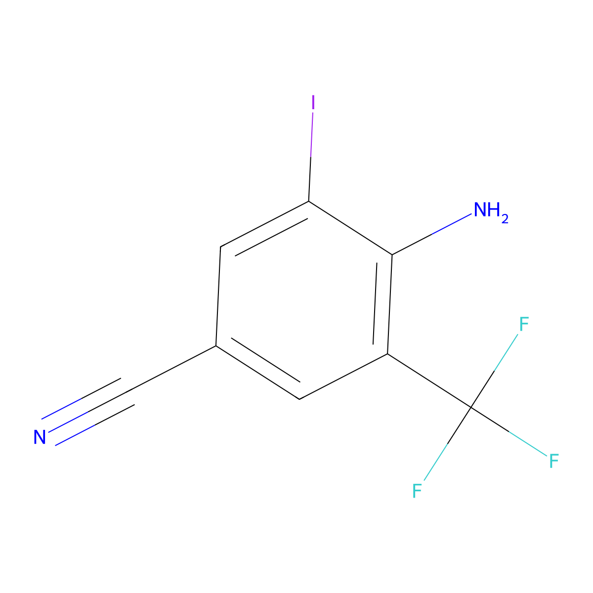 4-Amino-3-iodo-5-(trifluoromethyl)benzonitrile molecular structure, CAS 62584-29-6