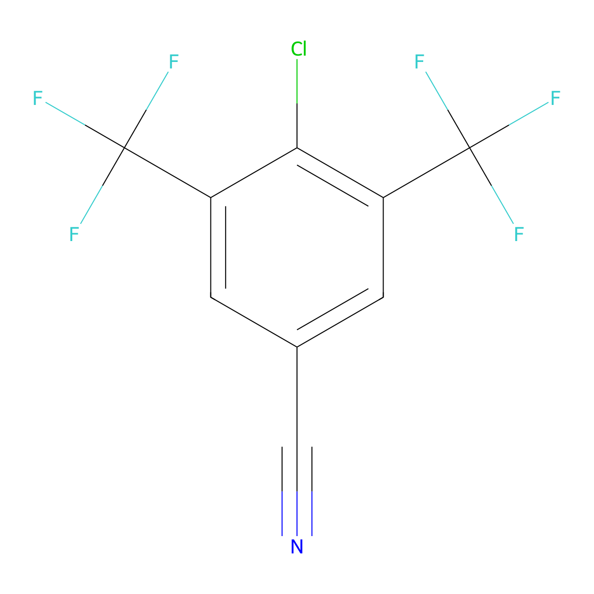 3,5-Bis(trifluoromethyl)-4-chlorobenzonitrile molecular structure, CAS 62584-30-9