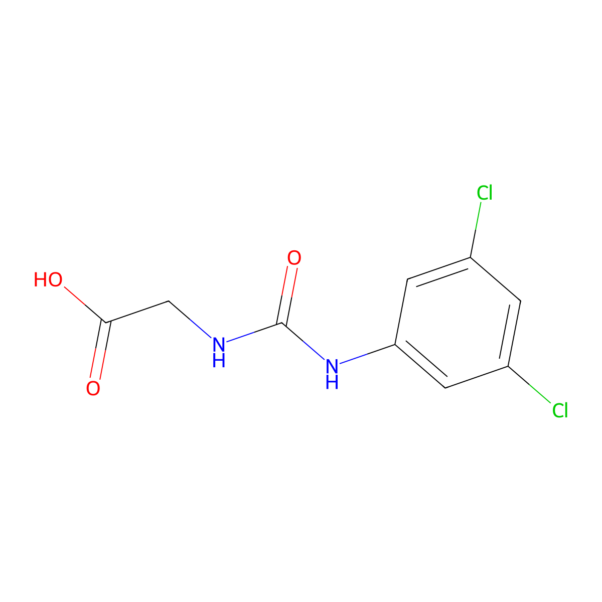 N-[[(3,5-dichlorophenyl)amino]carbonyl]glycine molecular structure, CAS 62584-33-2