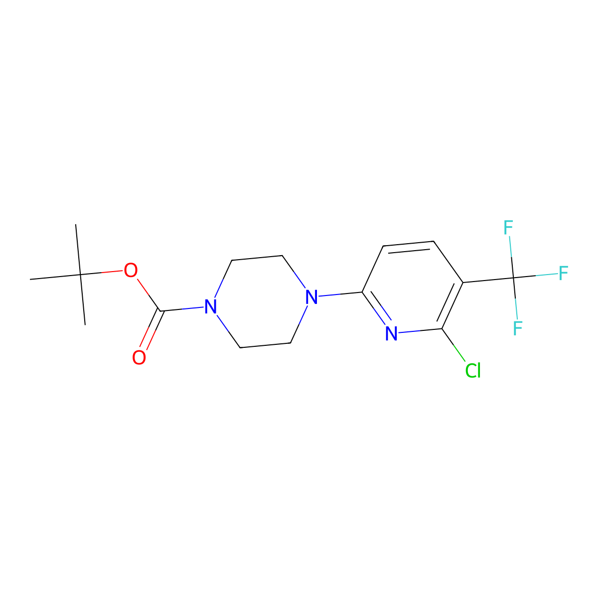 tert-Butyl 4-(6-chloro-5-(trifluoromethyl)pyridin-2-yl)piperazine-1-carboxylate molecular structure, CAS 625843-75-6