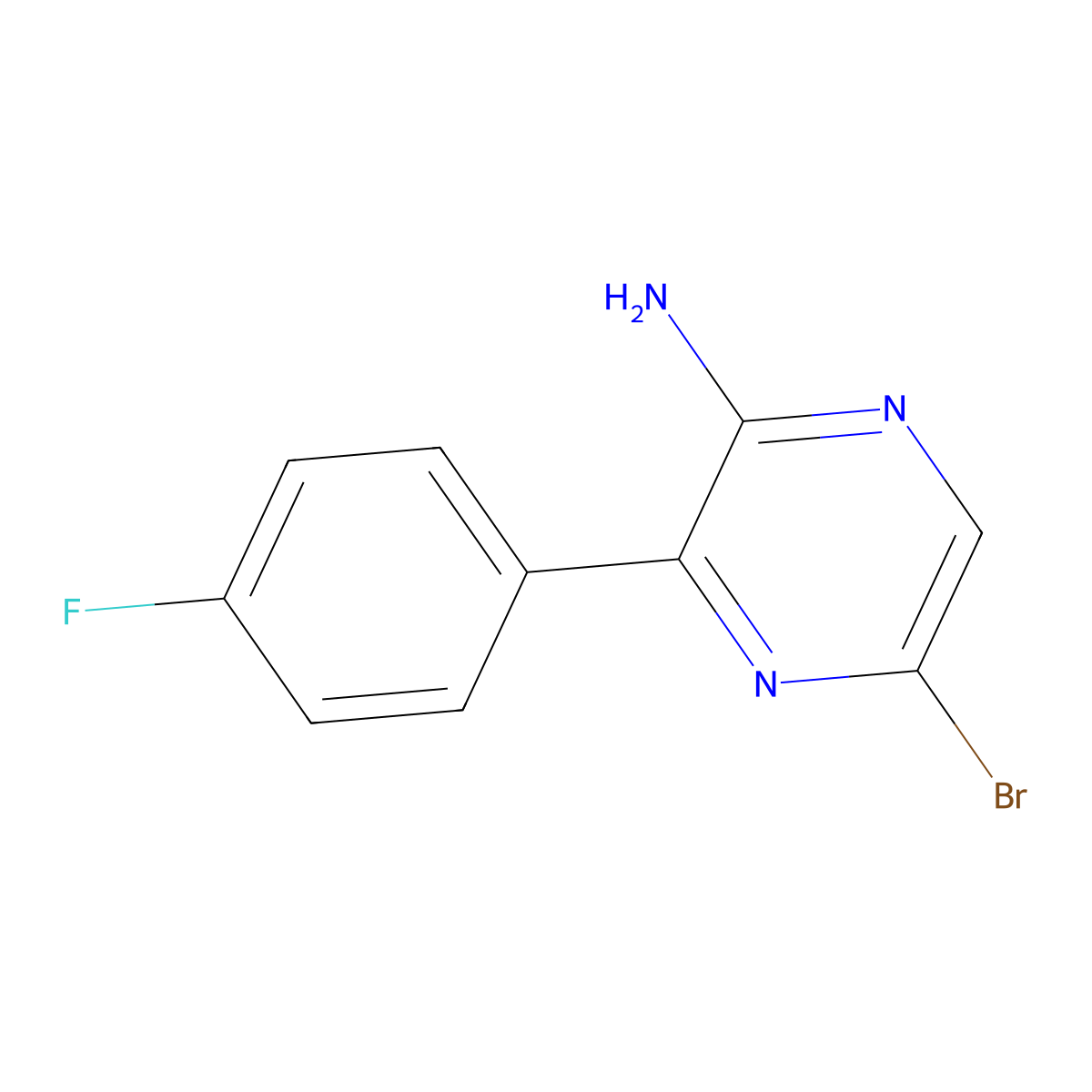 5-Bromo-3-(4-fluorophenyl)pyrazin-2-amine molecular structure, CAS 625848-12-6