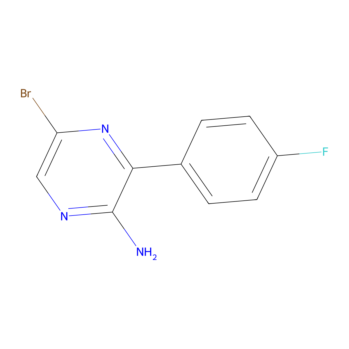 5-Bromo-3-(4-fluorophenyl)pyrazin-2-amine molecular structure, CAS 625848-12-6