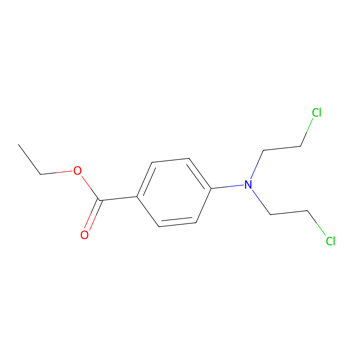 Ethyl 4-[bis(2-chloroethyl)amino]benzoate molecular structure, CAS 6259-79-6