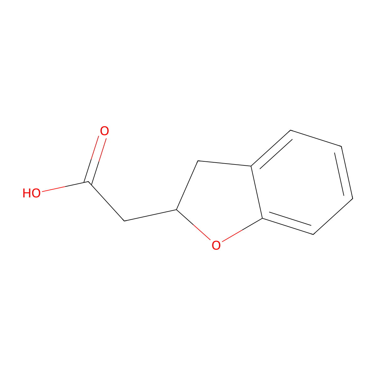 2-(2,3-Dihydro-1-benzofuran-2-yl)acetic acid molecular structure, CAS 62590-78-7