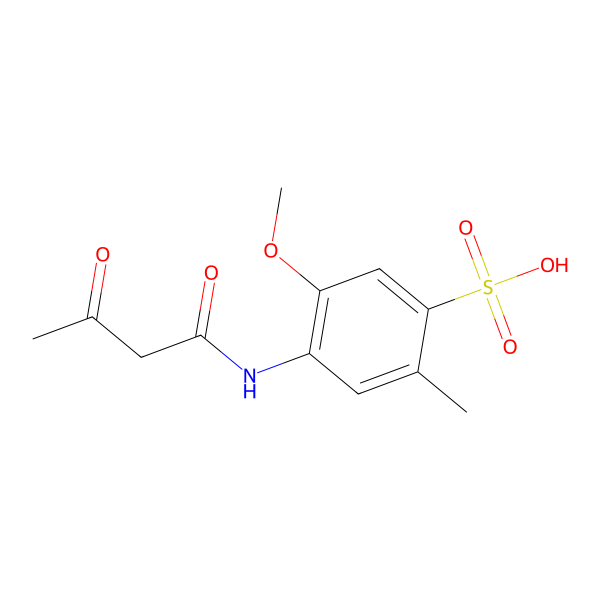 Benzenesulfonic acid, 4-[(1,3-dioxobutyl)amino]-5-methoxy-2-methyl- molecular structure, CAS 62592-39-6