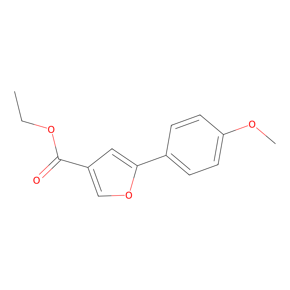 Ethyl 5-(4-methoxyphenyl)furan-3-carboxylate molecular structure, CAS 62596-44-5