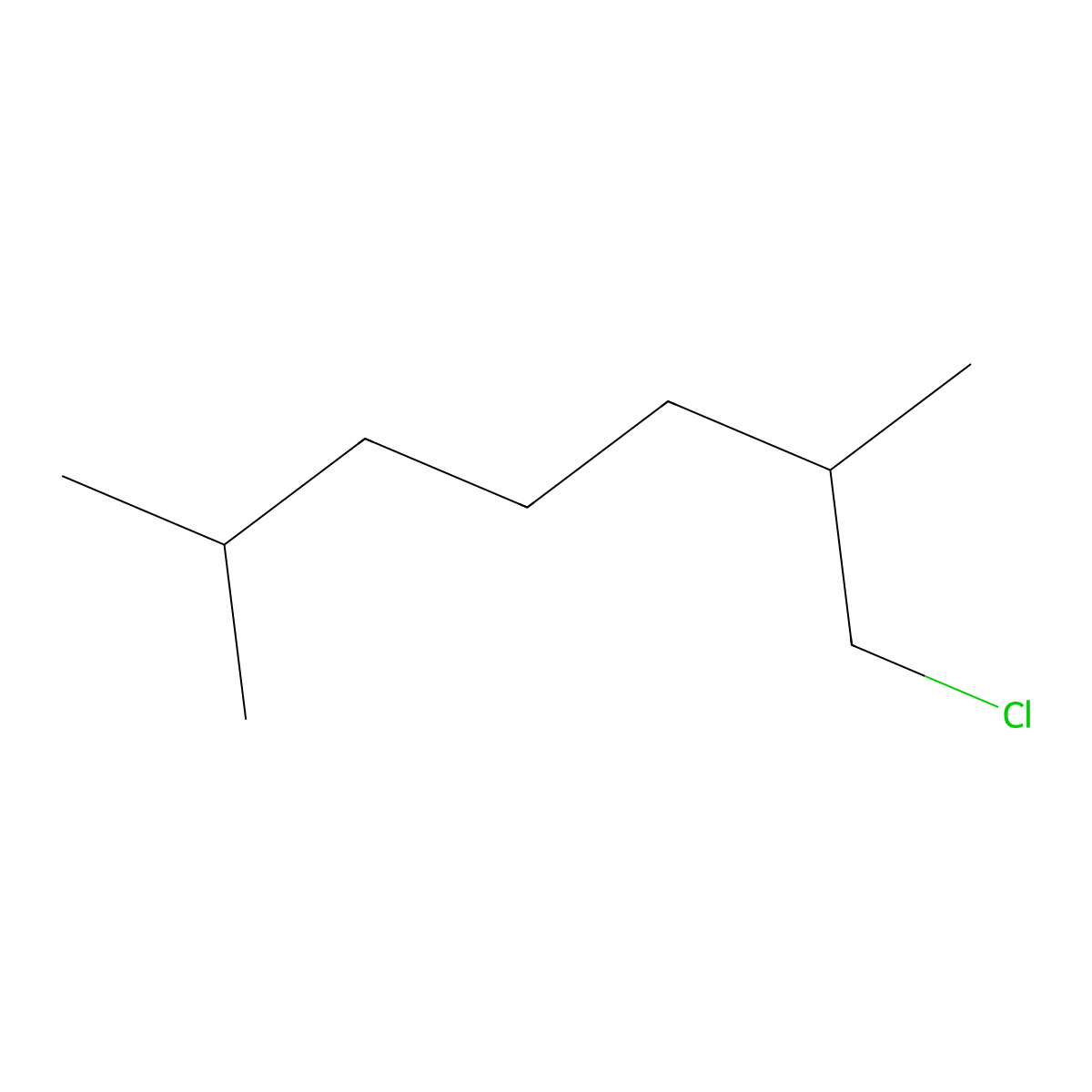 1-Chloro-2,6-dimethylheptane molecular structure, CAS 62597-29-9