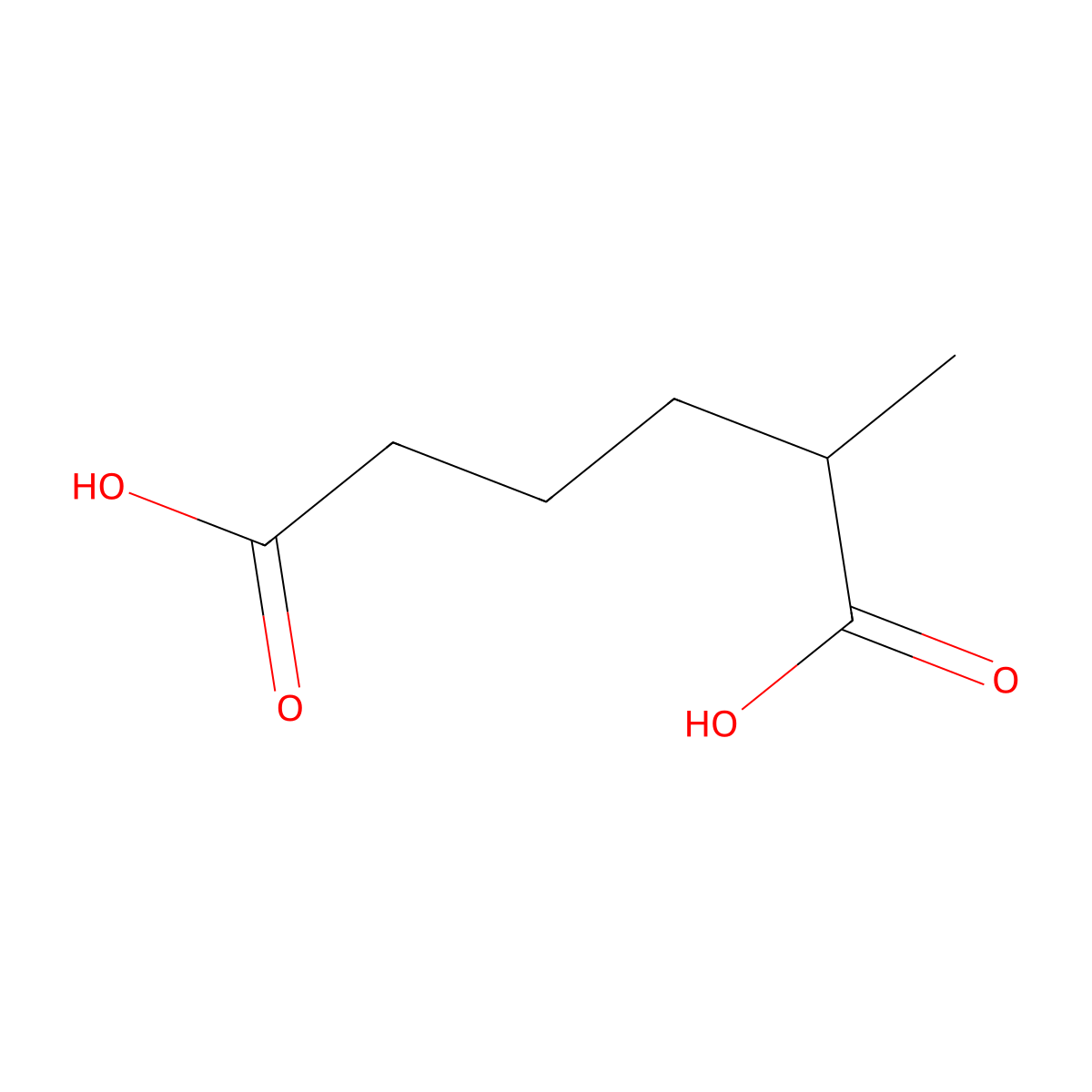 2-Methylhexanedioic acid molecular structure, CAS 626-70-0