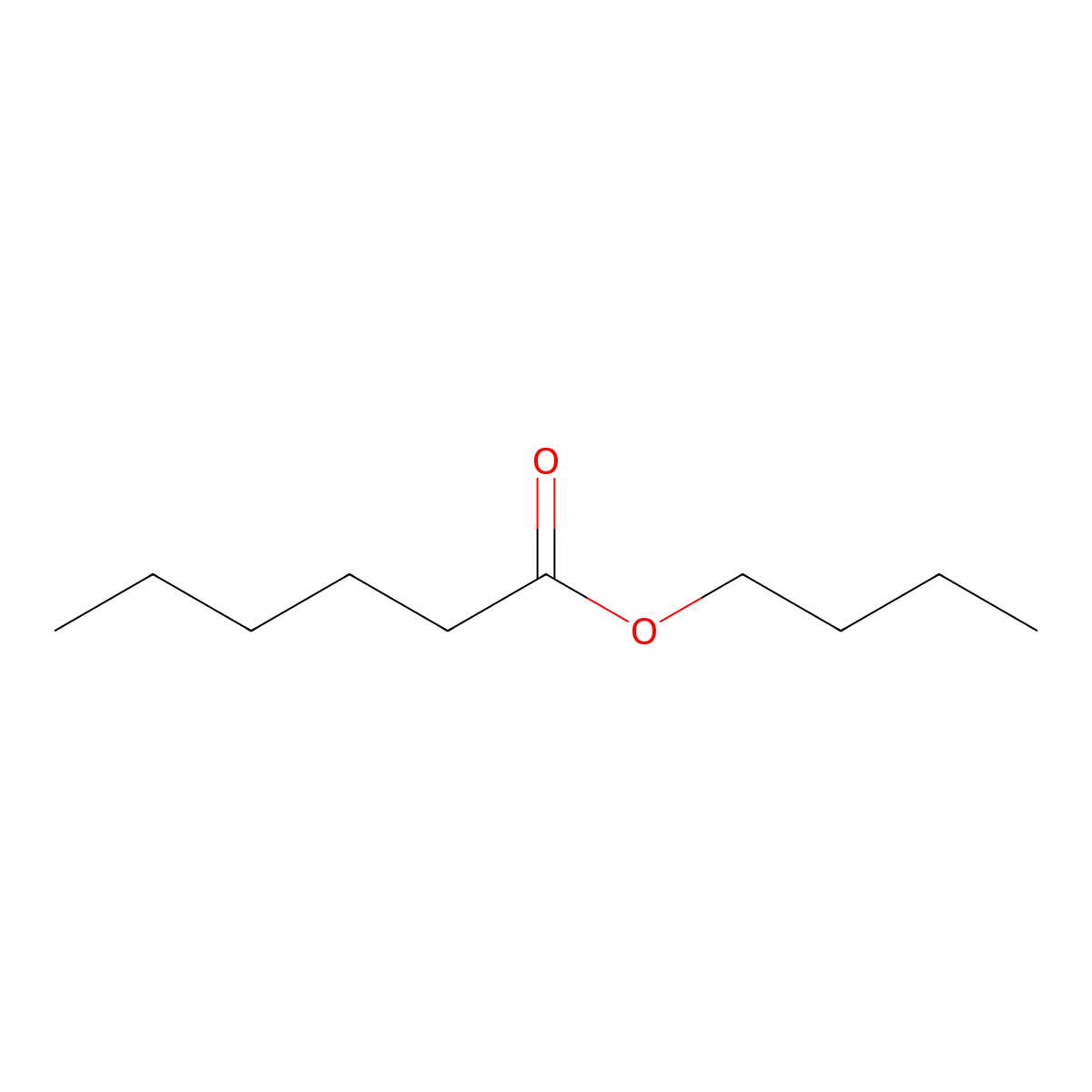 Butyl hexanoate molecular structure, CAS 626-82-4