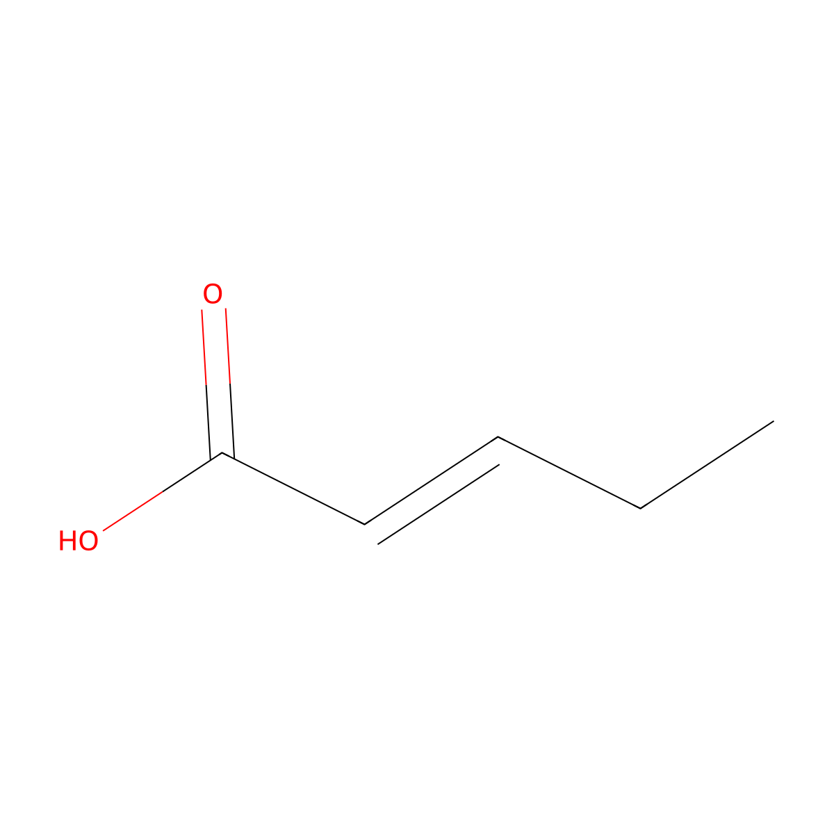 2-Pentenoic acid molecular structure, CAS 626-98-2