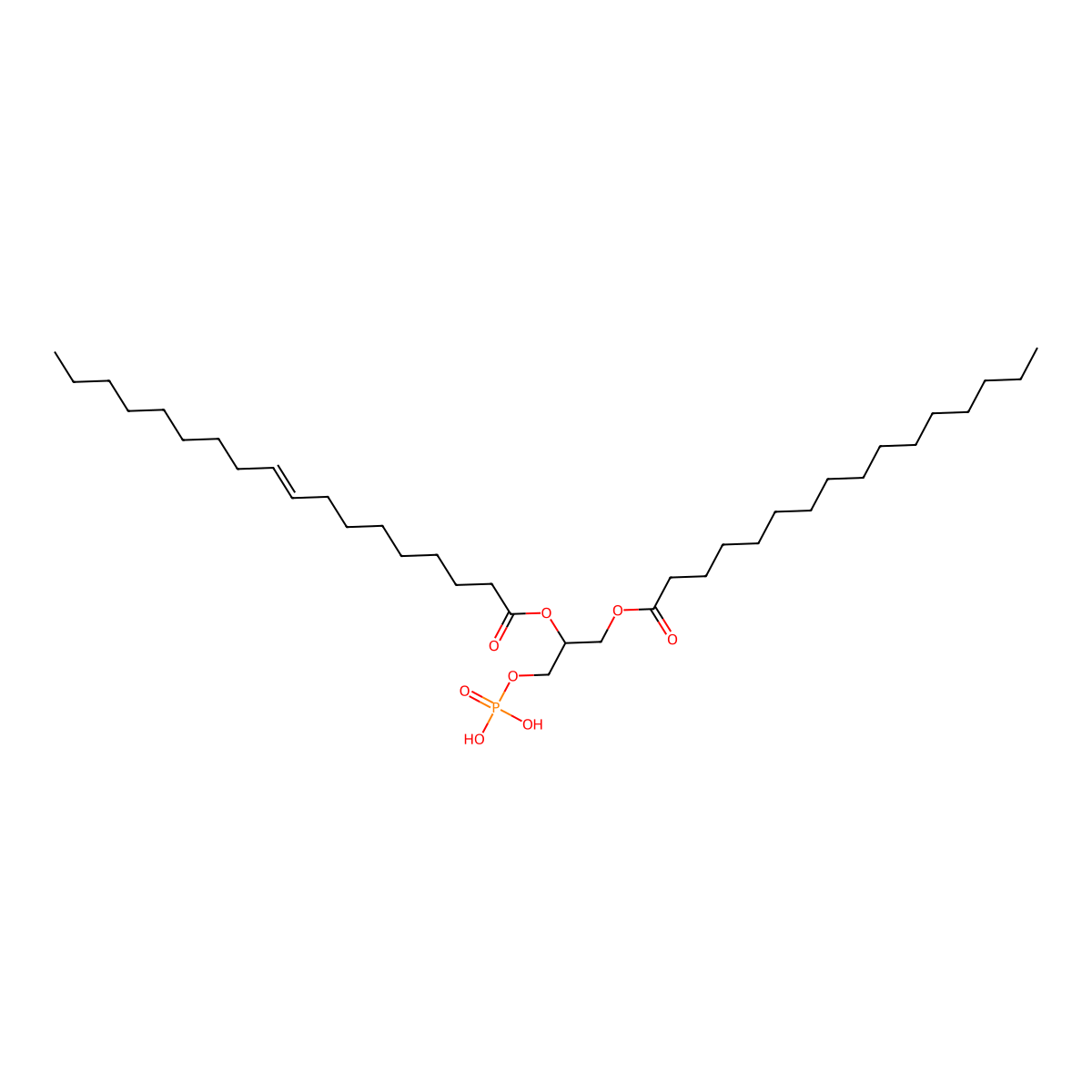 1-Palmitoyl-2-oleoyl-sn-glycero-3-phosphate molecular structure, CAS 62600-81-1