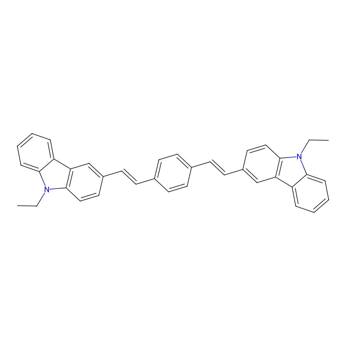 1,4-Bis[2-(9-ethylcarbazol-3-yl)vinyl]benzene molecular structure, CAS 62608-15-5