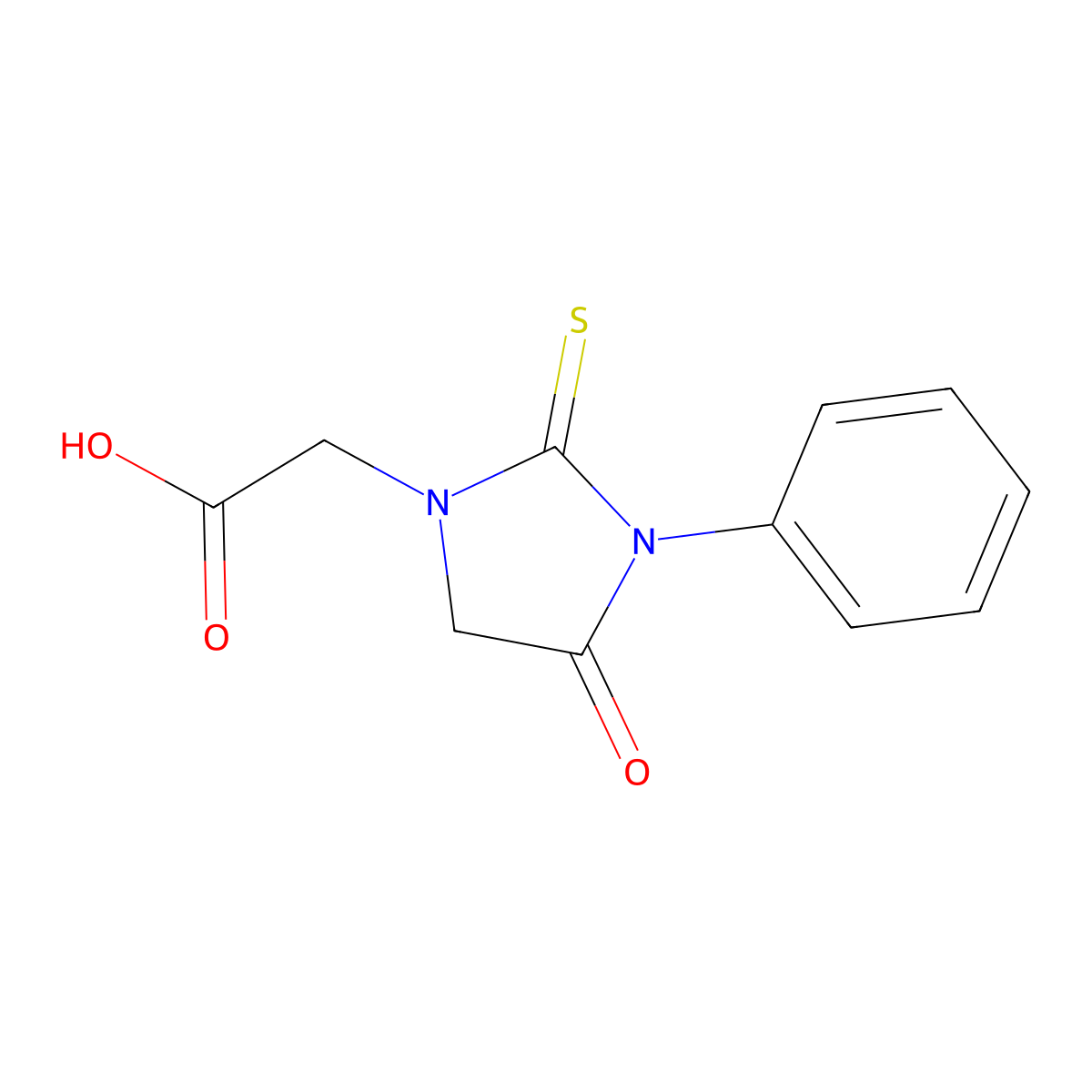 1-Imidazolidineacetic acid, 4-oxo-3-phenyl-2-thioxo- molecular structure, CAS 62609-86-3