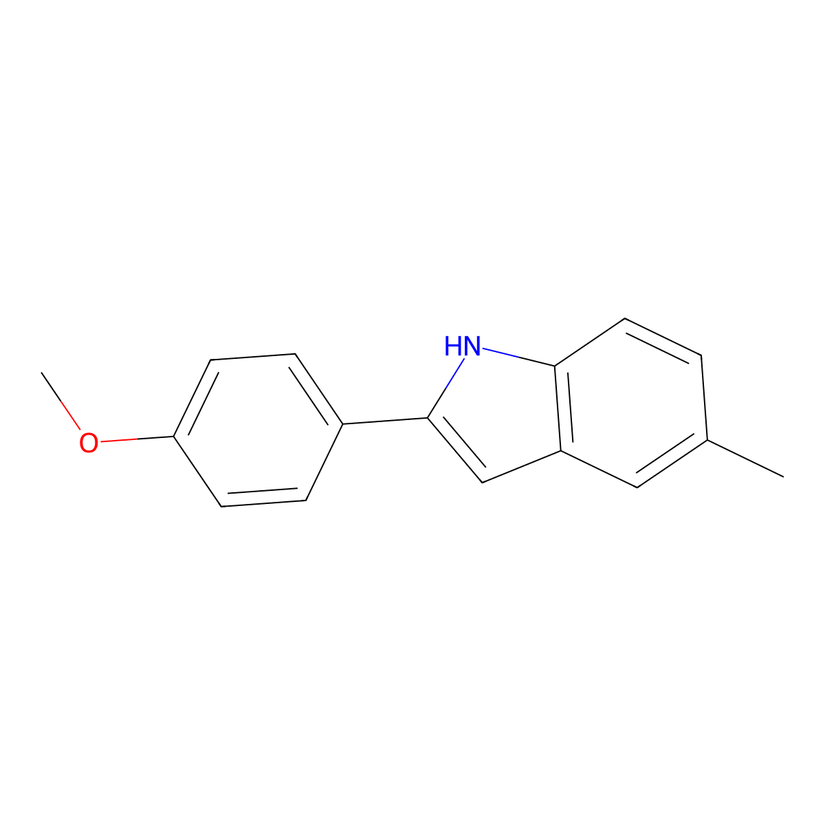 2-(4-methoxyphenyl)-5-methyl-1H-indole molecular structure, CAS 62613-67-6