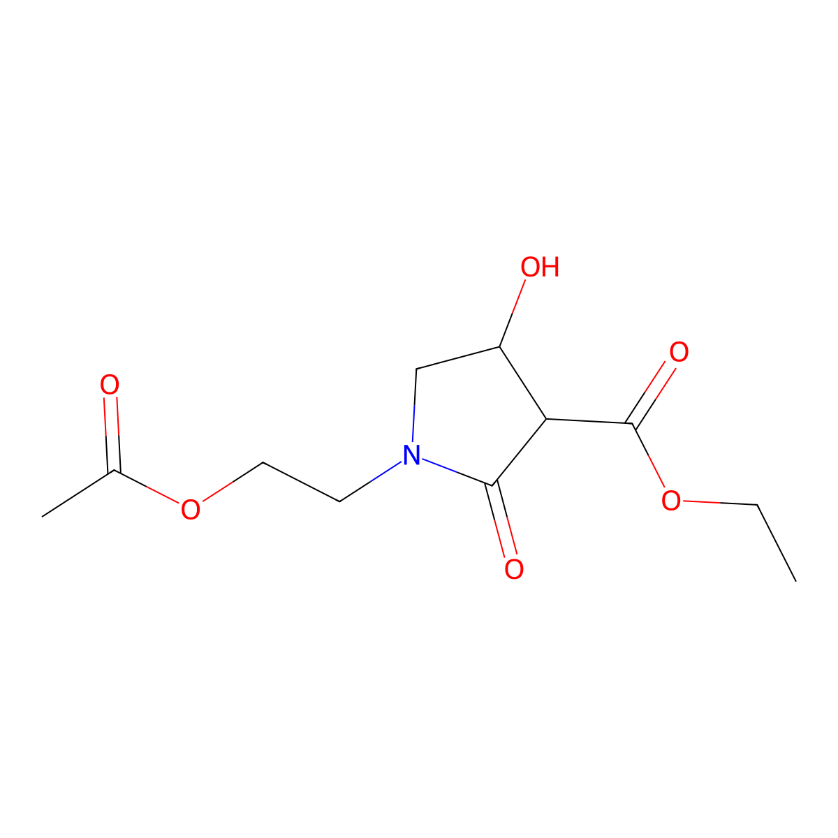 2-(3-Carbethoxy-4-hydroxypyrrolidin-2-on-1-yl)ethyl acetate molecular structure, CAS 62613-79-0