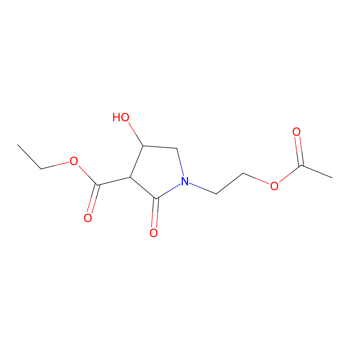2-(3-Carbethoxy-4-hydroxypyrrolidin-2-on-1-yl)ethyl acetate molecular structure, CAS 62613-79-0