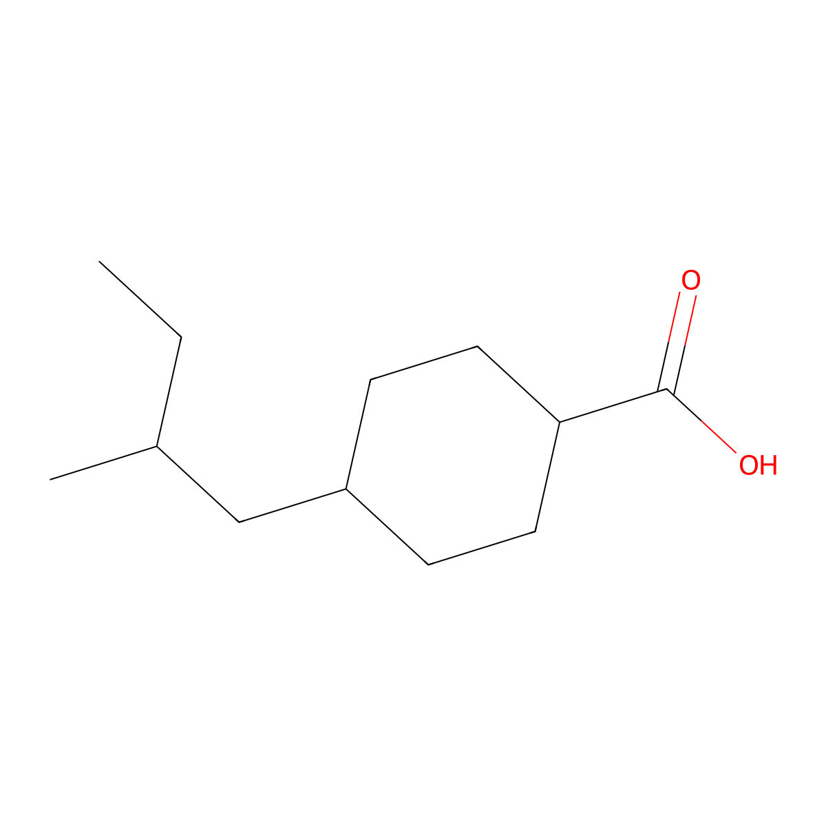 4-(2-Methylbutyl)cyclohexane-1-carboxylic acid molecular structure, CAS 62614-49-7