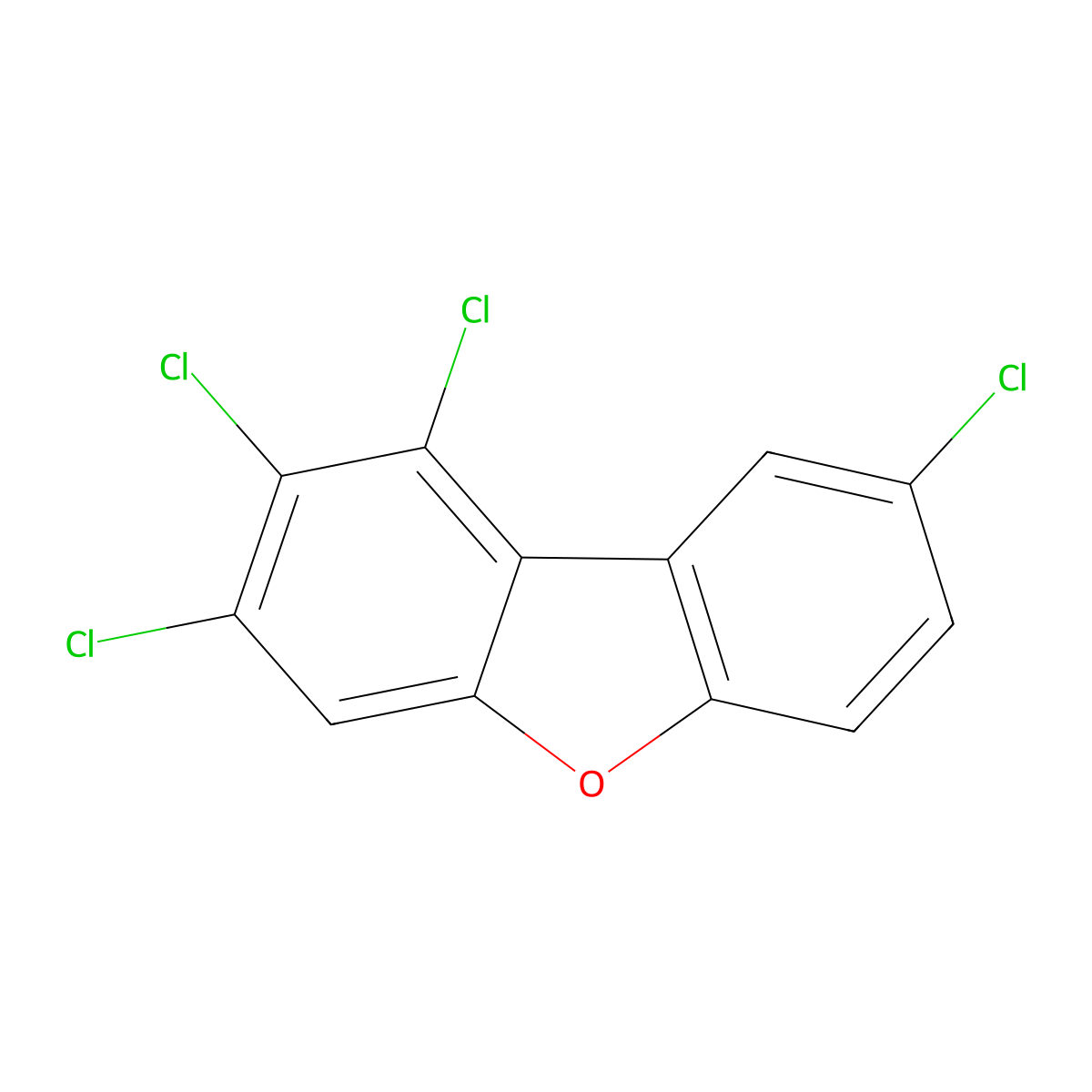 1,2,3,8-Tetrachlorodibenzofuran molecular structure, CAS 62615-08-1