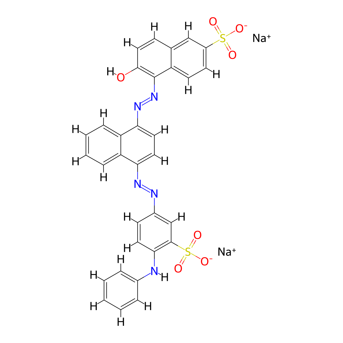 Disodium 6-hydroxy-5-((4-((4-(phenylamino)-3-sulphonatophenyl)azo)naphthyl)azo)naphthalene-2-sulphonate molecular structure, CAS 6262-07-3