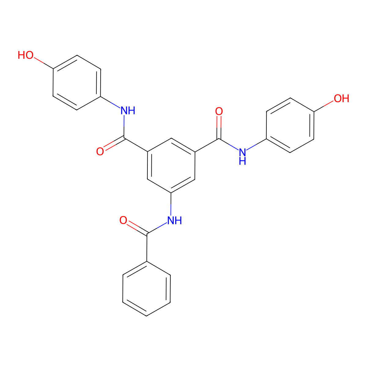 5-benzamido-1-N,3-N-bis(4-hydroxyphenyl)benzene-1,3-dicarboxamide molecular structure, CAS 626202-90-2