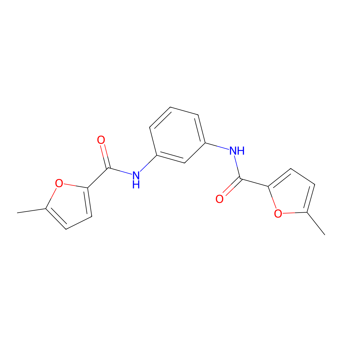 5-methyl-N-[3-[(5-methylfuran-2-carbonyl)amino]phenyl]furan-2-carboxamide molecular structure, CAS 626203-21-2