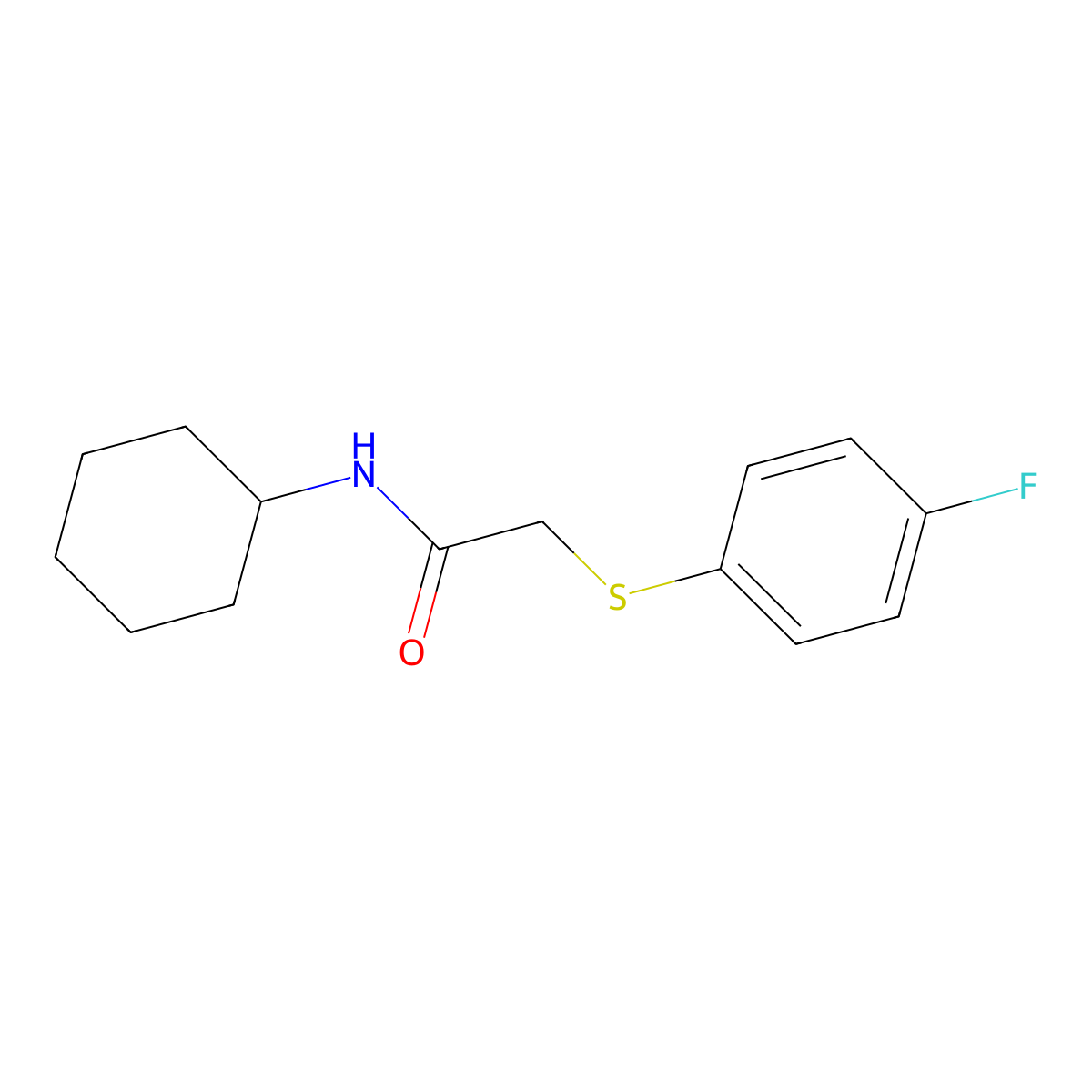 N-cyclohexyl-2-[(4-fluorophenyl)sulfanyl]acetamide molecular structure, CAS 626203-39-2