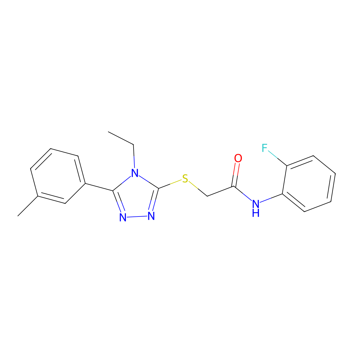 2-{[4-ethyl-5-(3-methylphenyl)-4H-1,2,4-triazol-3-yl]sulfanyl}-N-(2-fluorophenyl)acetamide molecular structure, CAS 626203-63-2