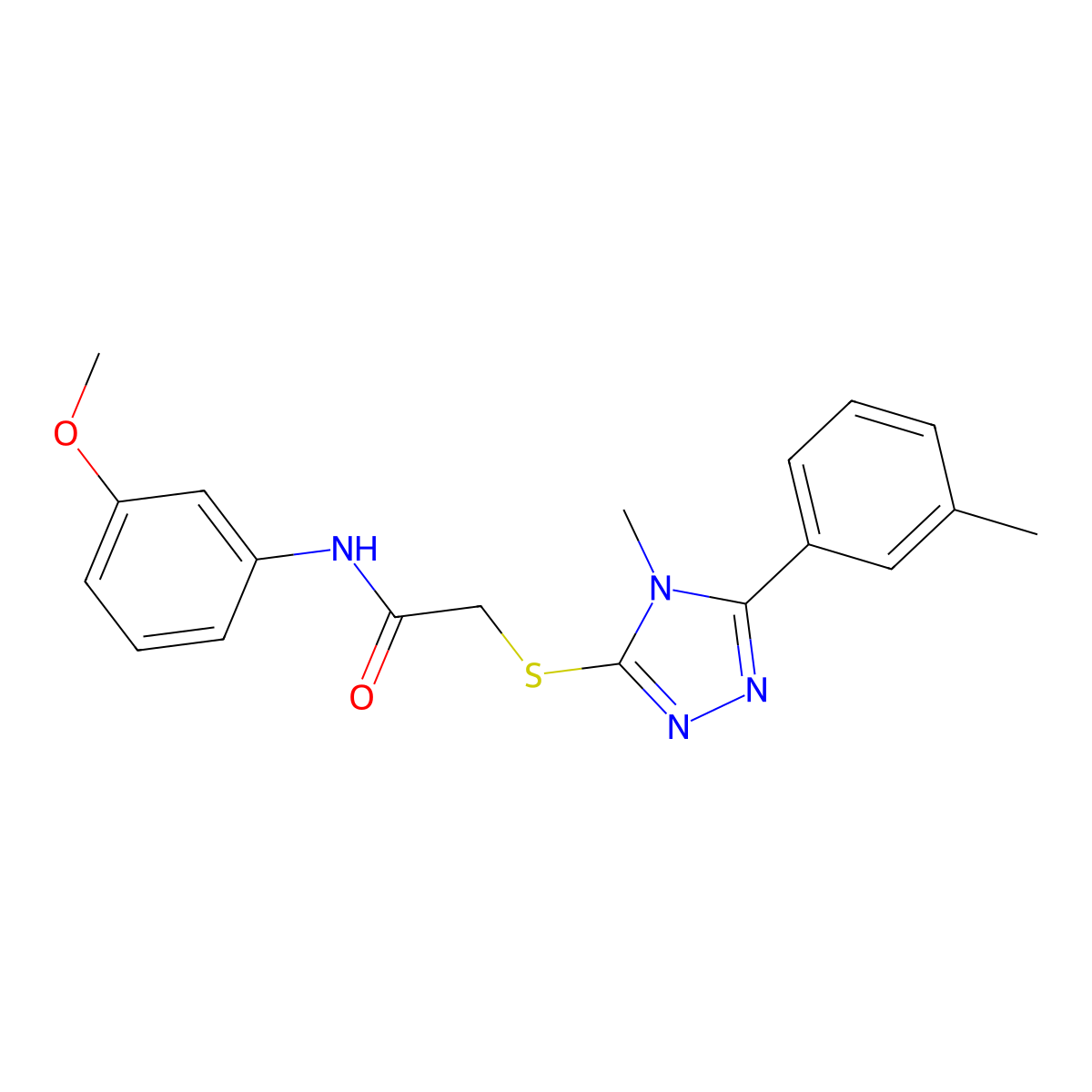 N-(3-methoxyphenyl)-2-{[4-methyl-5-(3-methylphenyl)-4H-1,2,4-triazol-3-yl]sulfanyl}acetamide molecular structure, CAS 626203-67-6