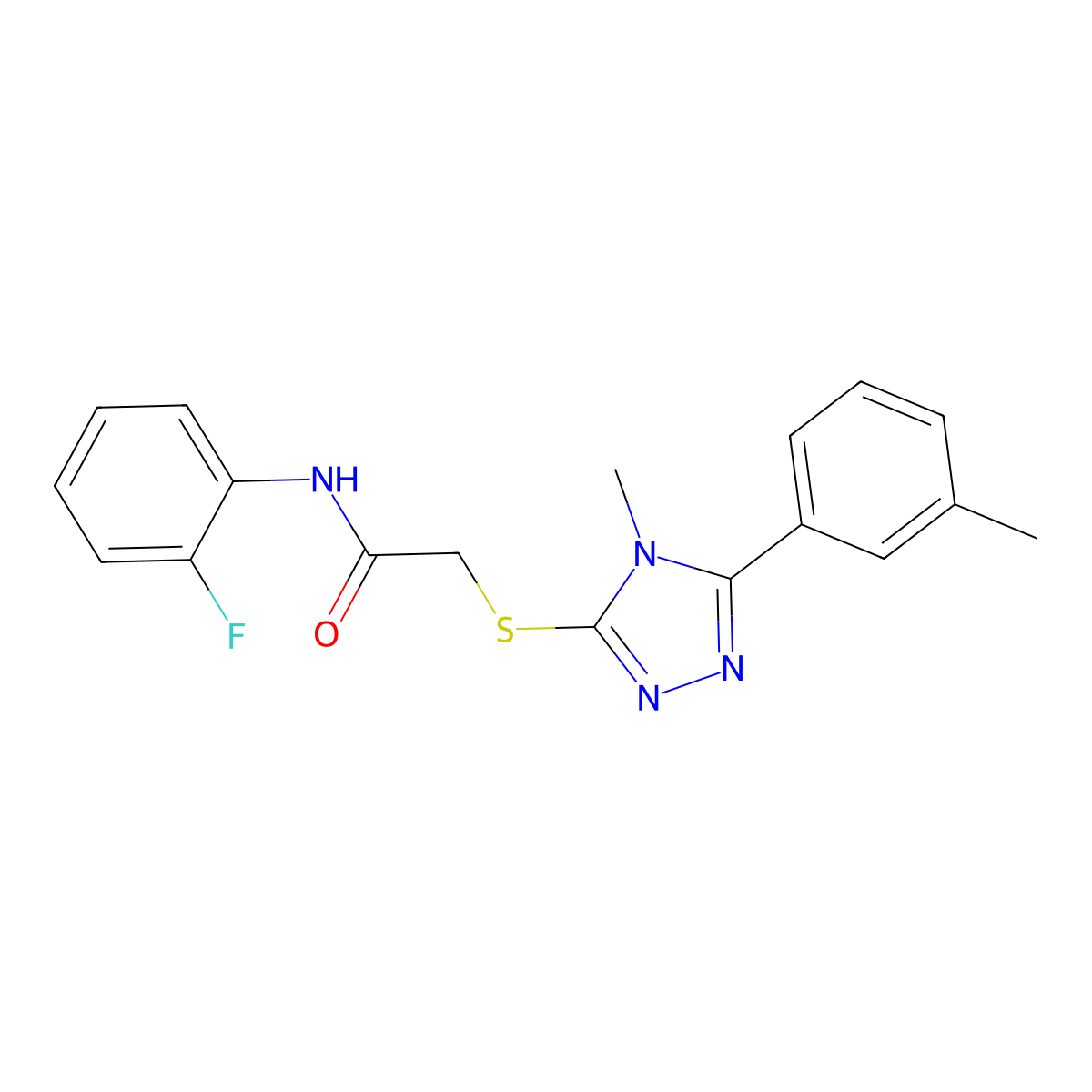 N-(2-fluorophenyl)-2-{[4-methyl-5-(3-methylphenyl)-4H-1,2,4-triazol-3-yl]sulfanyl}acetamide molecular structure, CAS 626203-68-7