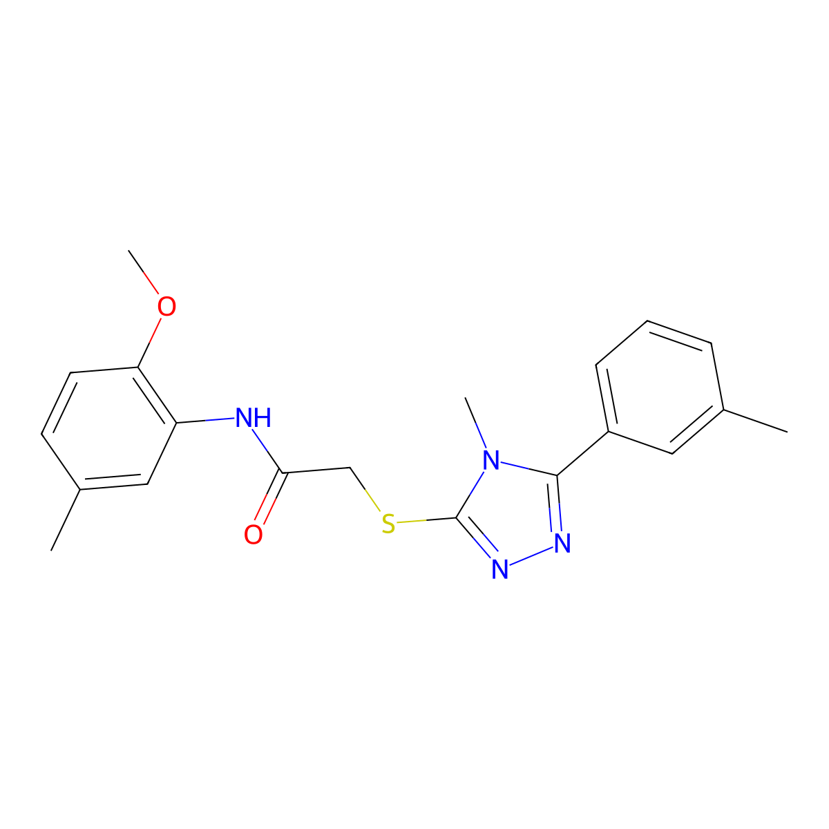 N-(2-methoxy-5-methylphenyl)-2-{[4-methyl-5-(3-methylphenyl)-4H-1,2,4-triazol-3-yl]sulfanyl}acetamide molecular structure, CAS 626203-69-8