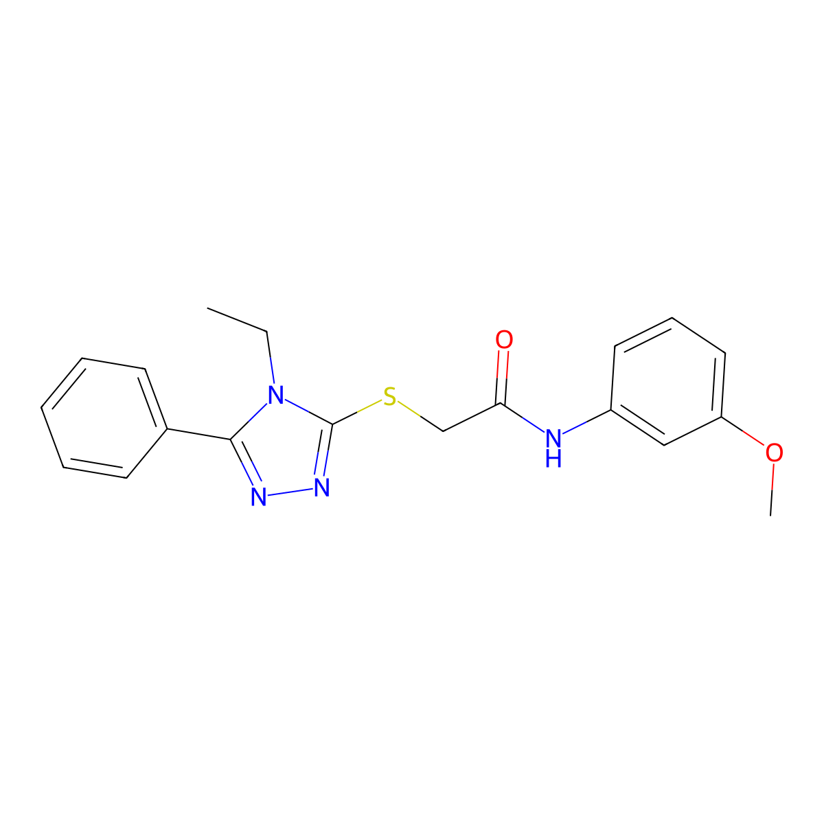 2-[(4-ethyl-5-phenyl-4H-1,2,4-triazol-3-yl)sulfanyl]-N-(3-methoxyphenyl)acetamide molecular structure, CAS 626204-18-0