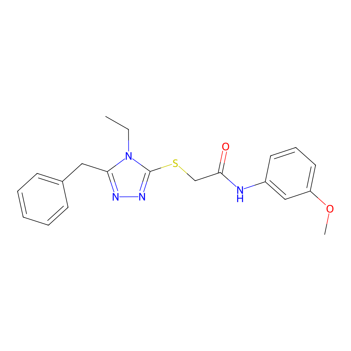 2-[(5-benzyl-4-ethyl-1,2,4-triazol-3-yl)sulfanyl]-N-(3-methoxyphenyl)acetamide molecular structure, CAS 626204-58-8
