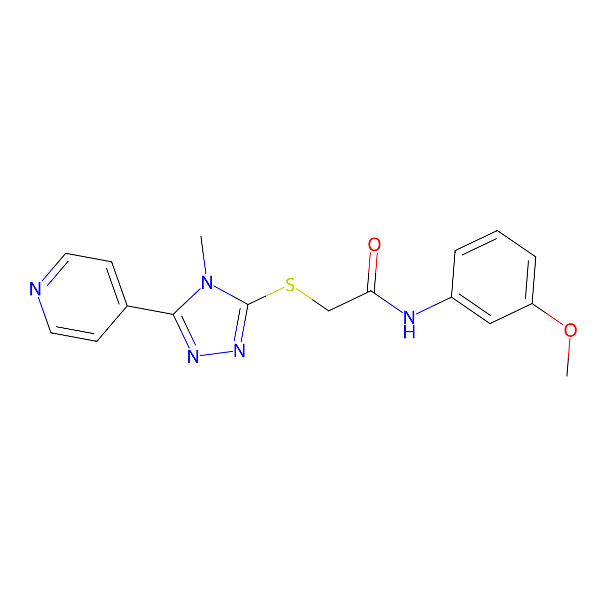 N-(3-methoxyphenyl)-2-{[4-methyl-5-(pyridin-4-yl)-4H-1,2,4-triazol-3-yl]sulfanyl}acetamide molecular structure, CAS 626204-87-3