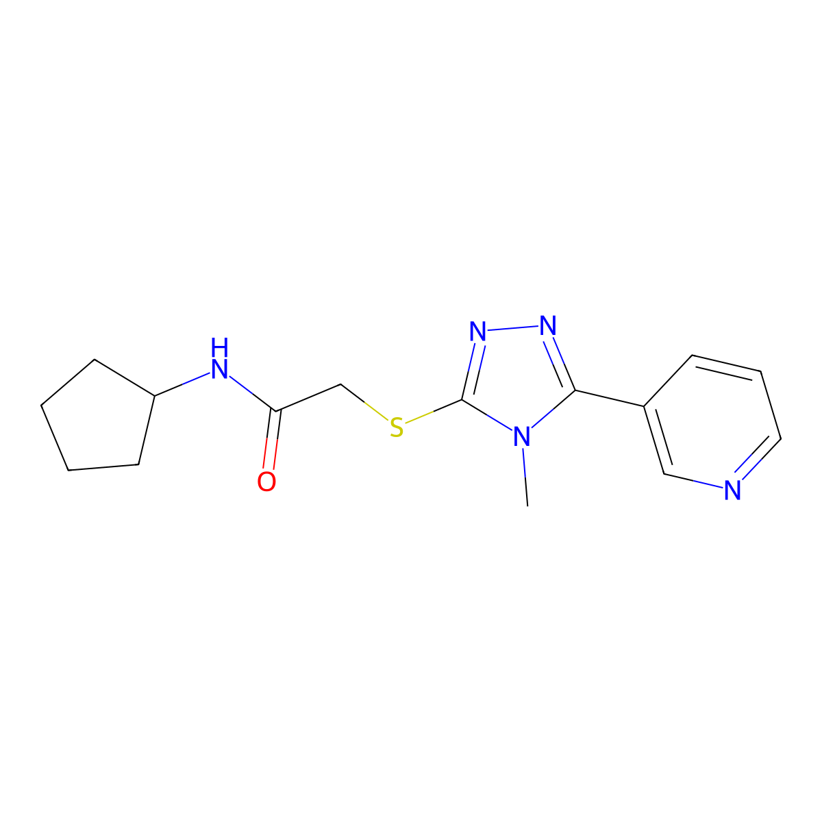 N-cyclopentyl-2-[(4-methyl-5-pyridin-3-yl-1,2,4-triazol-3-yl)sulfanyl]acetamide molecular structure, CAS 626204-92-0