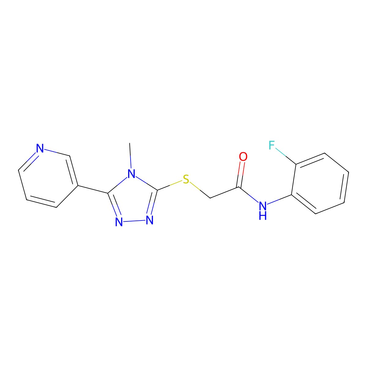 N-(2-fluorophenyl)-2-{[4-methyl-5-(pyridin-3-yl)-4H-1,2,4-triazol-3-yl]sulfanyl}acetamide molecular structure, CAS 626204-93-1