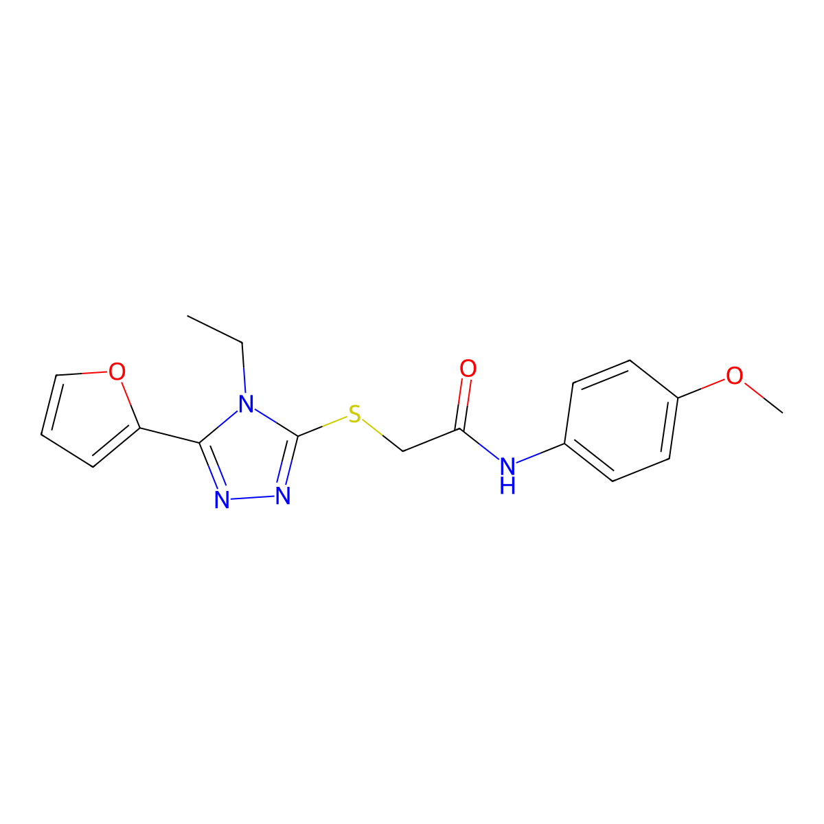 2-((4-Ethyl-5-(2-furyl)-4H-1,2,4-triazol-3-YL)thio)-N-(4-methoxyphenyl)acetamide molecular structure, CAS 626205-01-4