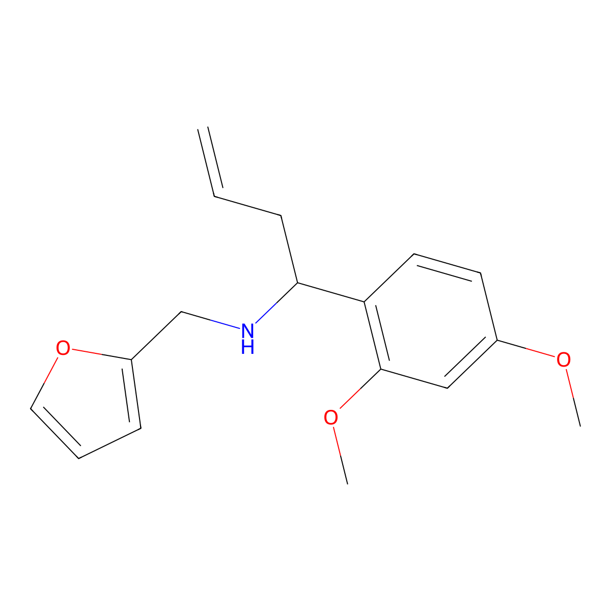 [1-(2,4-Dimethoxy-phenyl)-but-3-enyl]-furan-2-ylmethyl-amine molecular structure, CAS 626205-40-1