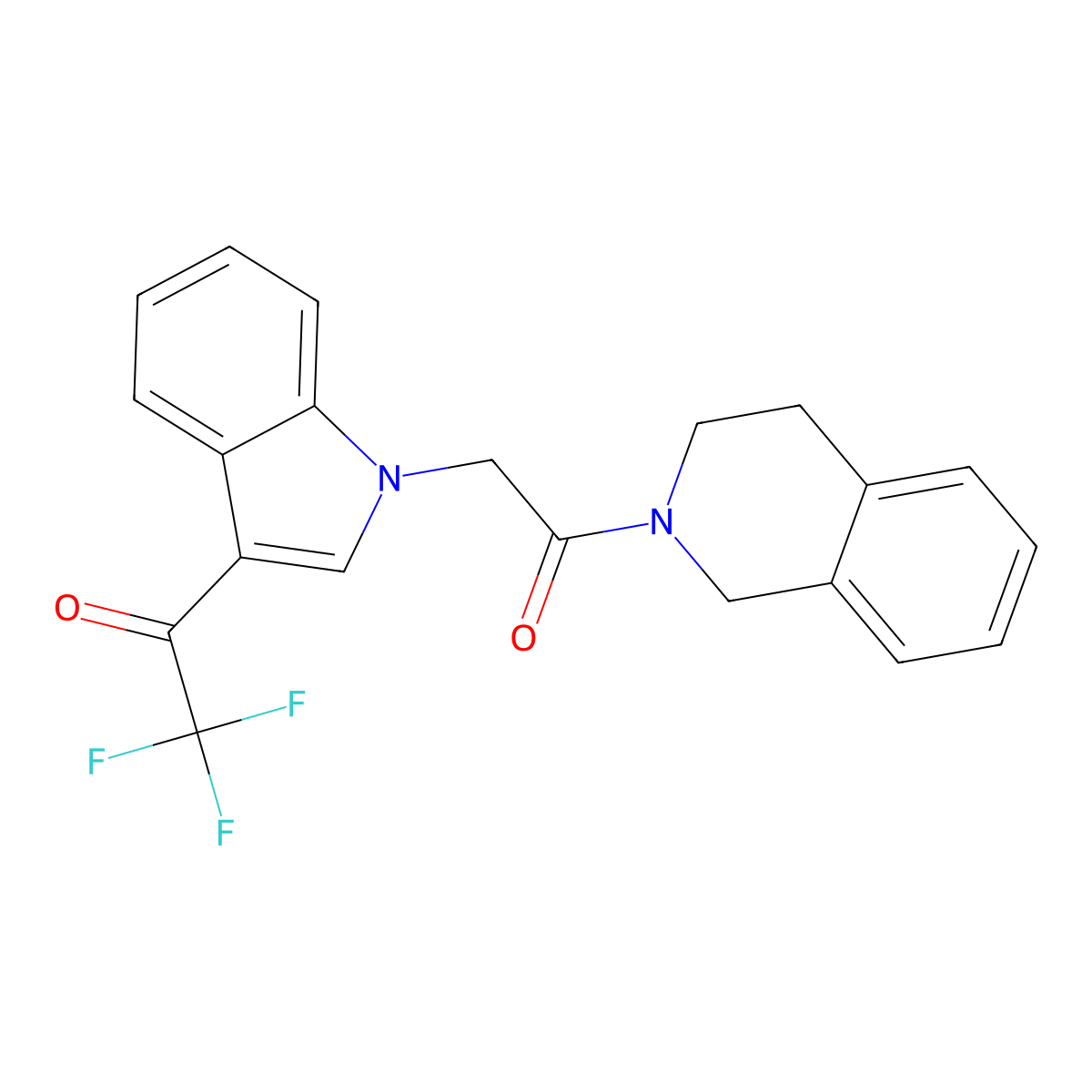 1-[1-[2-(3,4-dihydro-1H-isoquinolin-2-yl)-2-oxoethyl]indol-3-yl]-2,2,2-trifluoroethanone molecular structure, CAS 626205-54-7