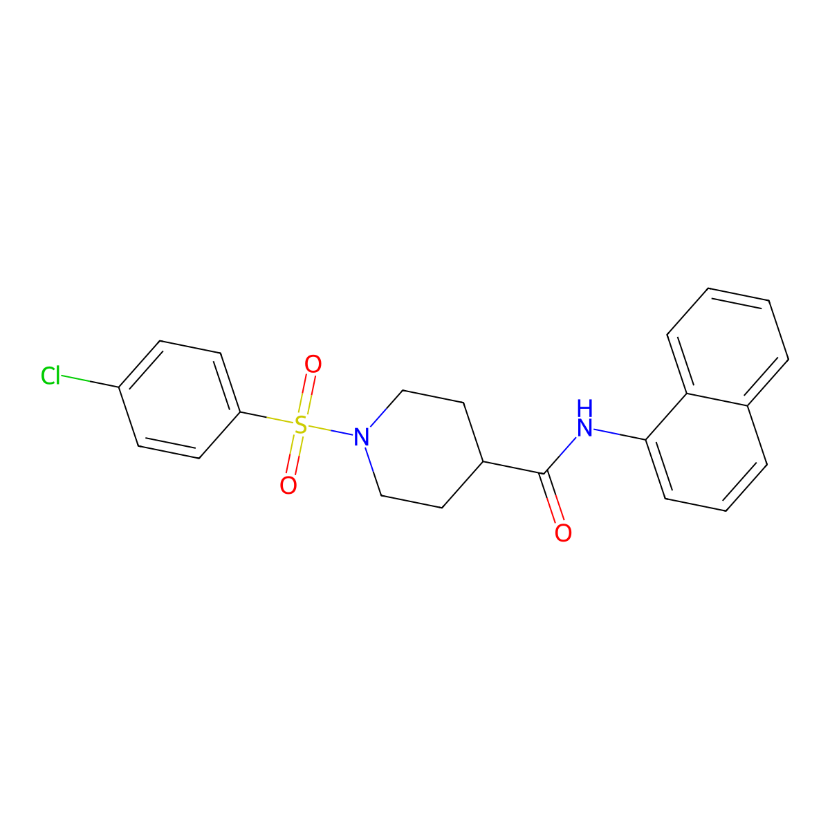1-(4-chlorophenyl)sulfonyl-N-naphthalen-1-ylpiperidine-4-carboxamide molecular structure, CAS 626206-02-8