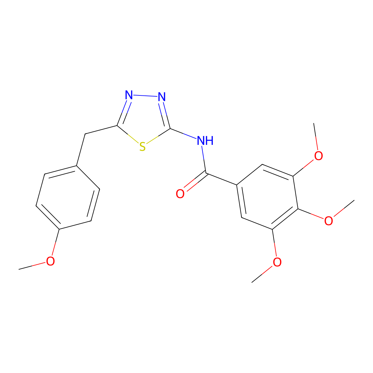 3,4,5-trimethoxy-N-[5-[(4-methoxyphenyl)methyl]-1,3,4-thiadiazol-2-yl]benzamide molecular structure, CAS 626206-84-6