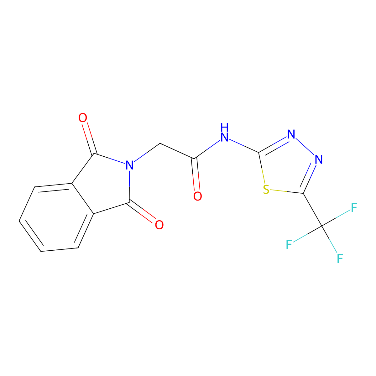 2-(1,3-dioxoisoindol-2-yl)-N-[5-(trifluoromethyl)-1,3,4-thiadiazol-2-yl]acetamide molecular structure, CAS 626206-86-8