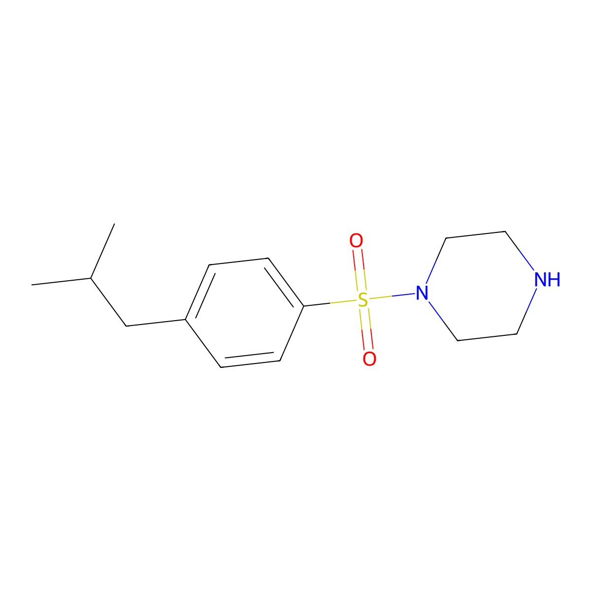 1-(4-Isobutyl-benzenesulfonyl)-piperazine molecular structure, CAS 626207-13-4