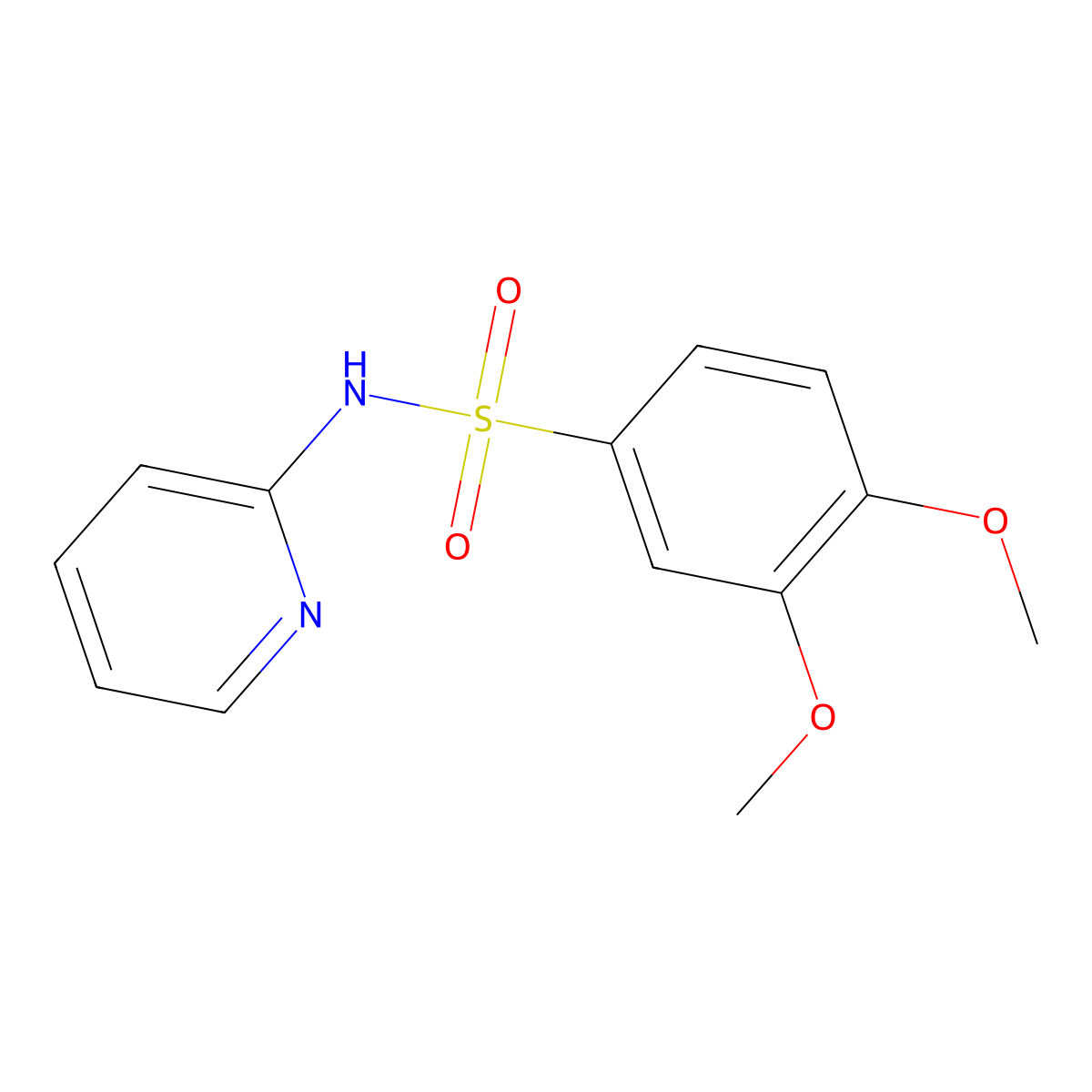 3,4-dimethoxy-N-pyridin-2-ylbenzenesulfonamide molecular structure, CAS 626207-20-3