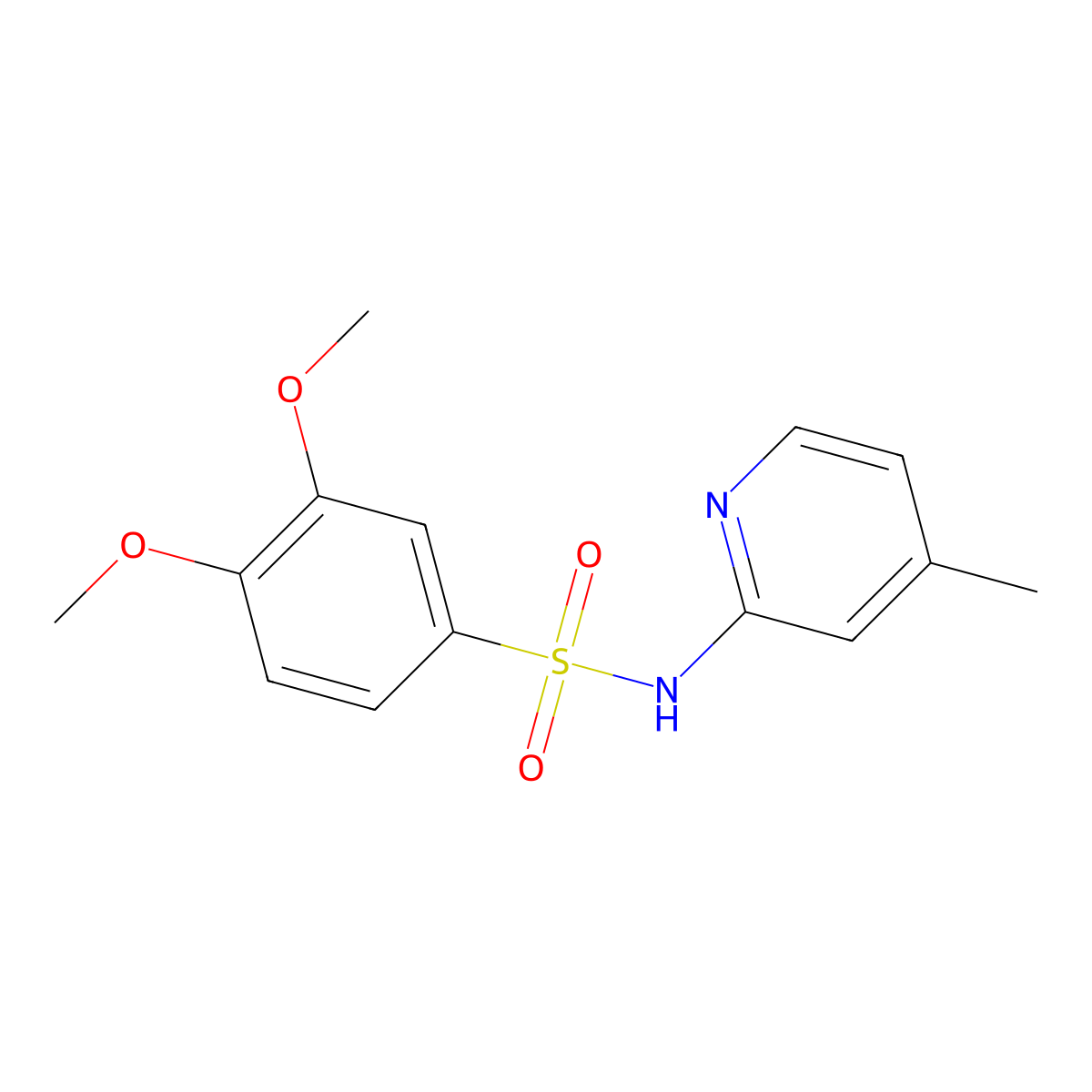 3,4-dimethoxy-N-(4-methyl-2-pyridinyl)benzenesulfonamide molecular structure, CAS 626207-21-4