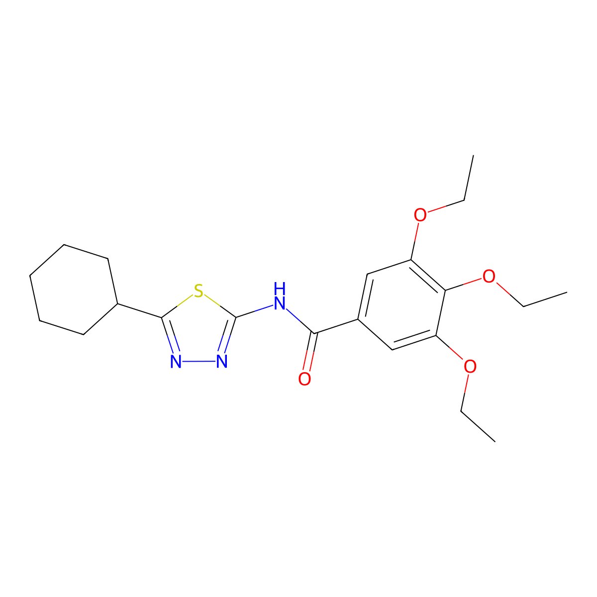 N-(5-cyclohexyl-1,3,4-thiadiazol-2-yl)-3,4,5-triethoxybenzamide molecular structure, CAS 626207-23-6