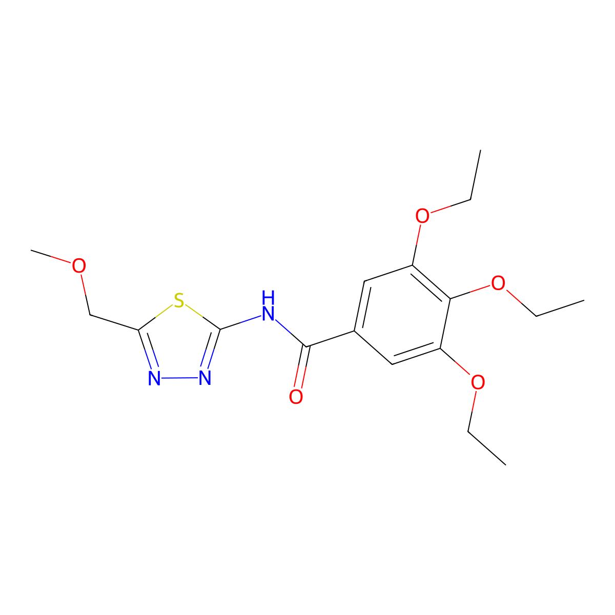 3,4,5-triethoxy-N-[5-(methoxymethyl)-1,3,4-thiadiazol-2-yl]benzamide molecular structure, CAS 626207-25-8