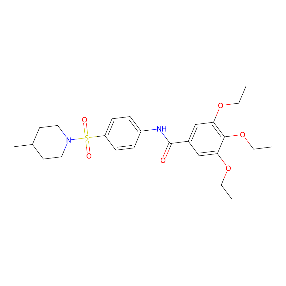 3,4,5-triethoxy-N-{4-[(4-methylpiperidin-1-yl)sulfonyl]phenyl}benzamide molecular structure, CAS 626207-27-0