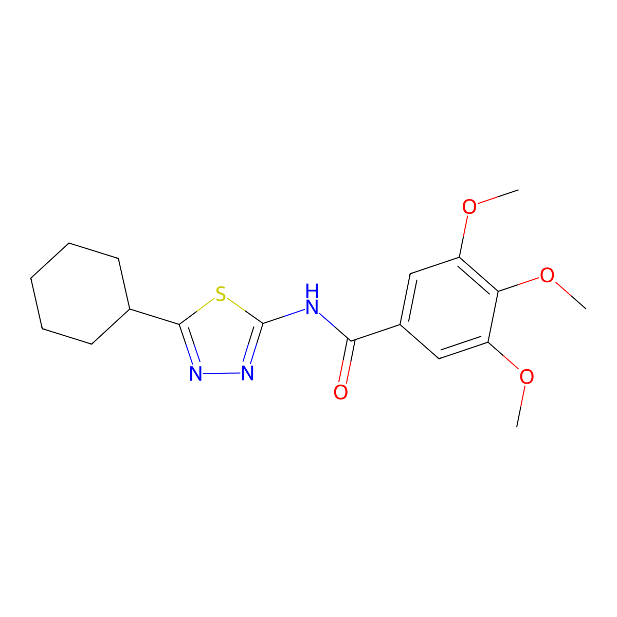 N-(5-cyclohexyl-1,3,4-thiadiazol-2-yl)-3,4,5-trimethoxybenzamide molecular structure, CAS 626207-29-2